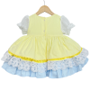 Baby Girl Yellow Blue Puff Ball Lacey Dress "2159 Yellow"