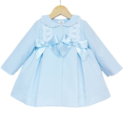 Baby Girl Blue Waffle Jacket Satin Bows "ABR001 B"