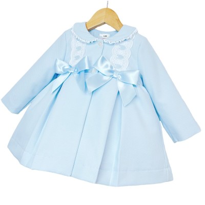 Baby Girl Blue Waffle Jacket Satin Bows "ABR001 B"