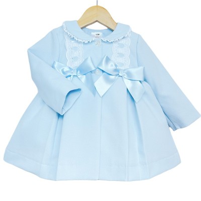 Baby Girl Blue Waffle Jacket Satin Bows "ABR001 B"