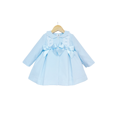 Baby Girl Blue Waffle Jacket Satin Bows "ABR001 B"
