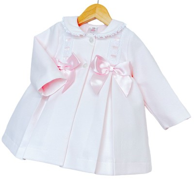 Baby Girl Pink Waffle Jacket Satin Bows "ABR001 P"