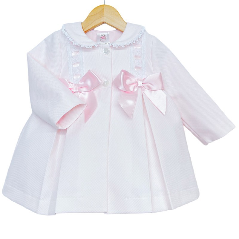 Baby Girl Pink Waffle Jacket Satin Bows "ABR001 P"
