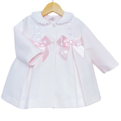 Baby Girl Pink Waffle Jacket Satin Bows "ABR001 P"