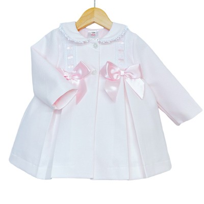 Baby Girl Pink Waffle Jacket Satin Bows "ABR001 P"