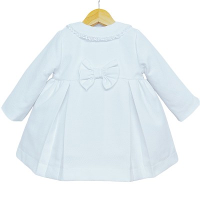 Baby Girl White Waffle Jacket Satin Bows "ABR001 W"
