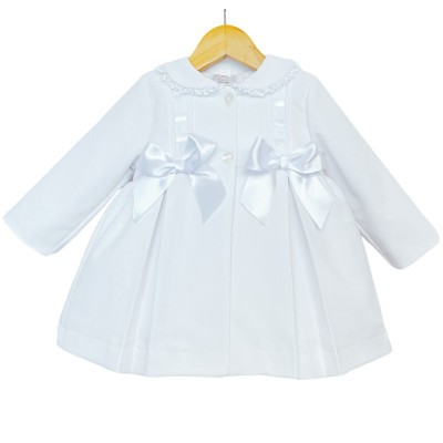 Baby Girl White Waffle Jacket Satin Bows "ABR001 W"