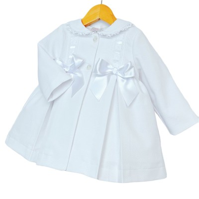Baby Girl White Waffle Jacket Satin Bows "ABR001 W"