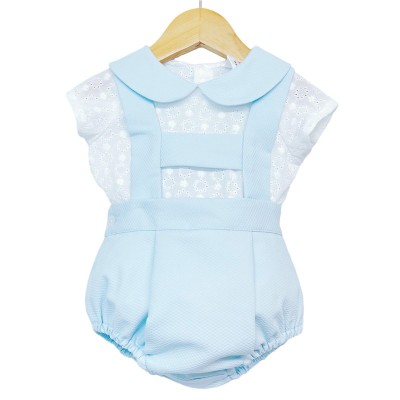 Baby Boy Blue Waffle H Strap Romper with Shirt "MYD2212"