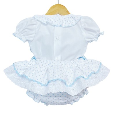 Baby Girl Blue Frilly Skirt with Smocked Shirt "MYD2203B"