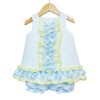 Baby Girl Waffle A Line Frilly Dress with Blue Knickers "2151 Blue"