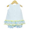 Baby Girl Waffle A Line Frilly Dress with Blue Knickers "2151 Blue"