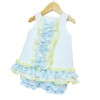 Baby Girl Waffle A Line Frilly Dress with Blue Knickers "2151 Blue"