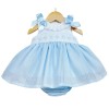 Baby Girl Blue Puff Dress Shoulder bows "MYD2204 Blue"