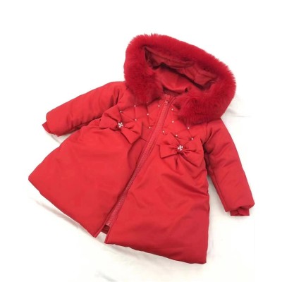 Baby Girls Winter Coat Fur Trim "MYD403 Red"