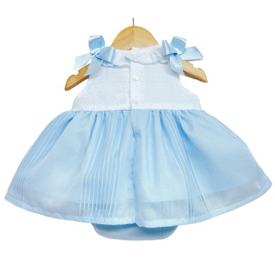 Baby Girl Blue Puff Dress Shoulder bows "MYD2204 Blue"