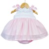 Baby Girl Pink Puff Dress with Pants Shoulder Bows "MYD2204 Pink"