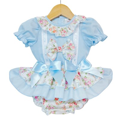 Baby Girl Blue Floral Frilly Skirt with Shirt "MYD2215 Blue"