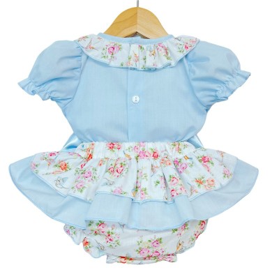 Baby Girl Blue Floral Frilly Skirt with Shirt "MYD2215 Blue"