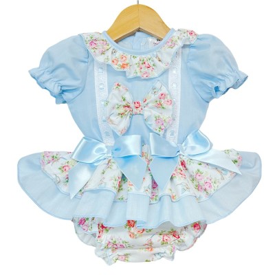Baby Girl Blue Floral Frilly Skirt with Shirt "MYD2215 Blue"