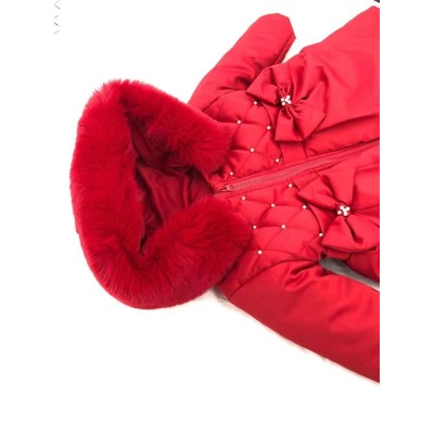 Baby Girls Winter Coat Fur Trim "MYD403 Red"