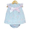 Baby Girl Blue Pink Floral Smocked Collar Dress with Pants "MYD2217 P"