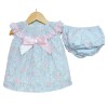 Baby Girl Blue Pink Floral Smocked Collar Dress with Pants "MYD2217 P"