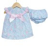 Baby Girl Blue Pink Floral Smocked Collar Dress with Pants "MYD2217 P"