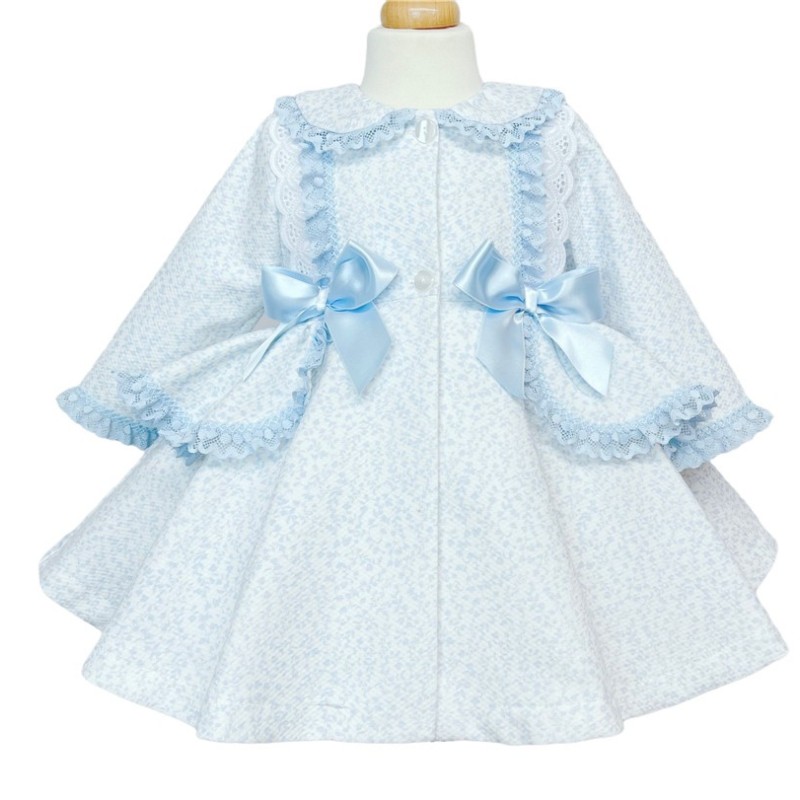 Baby Girls Blue Floral Waffle Puff Jacket "MYD806B"