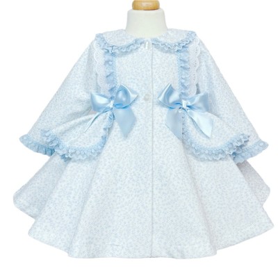 Baby Girls Blue Floral Waffle Puff Jacket "MYD806B"