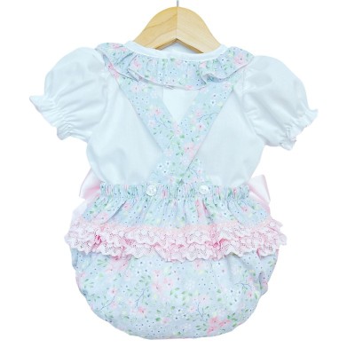 Baby Girl Pink Floral Frilly Back Romper with Shirt "MYD2216 P"