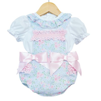 Baby Girl Pink Floral Frilly Back Romper with Shirt "MYD2216 P"