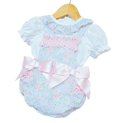 Baby Girl Pink Floral Frilly Back Romper with Shirt "MYD2216 P"