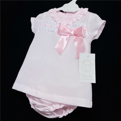 Baby Girl Pink A Line Dress with Pants Satin Bow "MYD603A"
