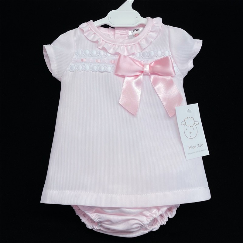 Baby Girl Pink A Line Dress with Pants Satin Bow "MYD603A"