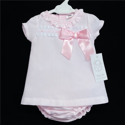 Baby Girl Pink A Line Dress with Pants Satin Bow "MYD603A"