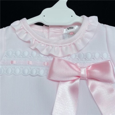 Baby Girl Pink A Line Dress with Pants Satin Bow "MYD603A"