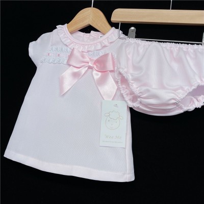 Baby Girl Pink A Line Dress with Pants Satin Bow "MYD603A"