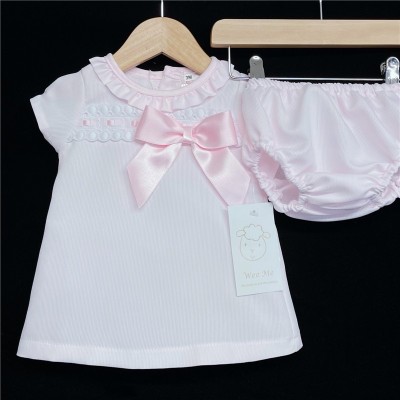 Baby Girl Pink A Line Dress with Pants Satin Bow "MYD603A"