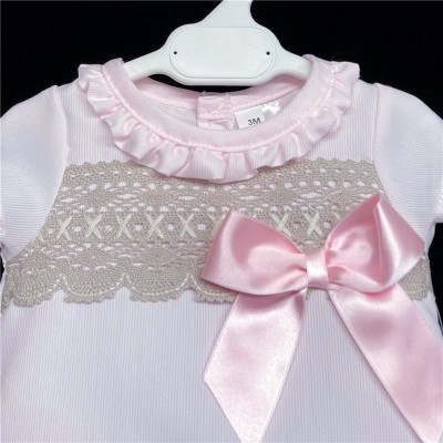 Baby Girl Pink A Line Dress with Pants Camel Lace "MYD600A"