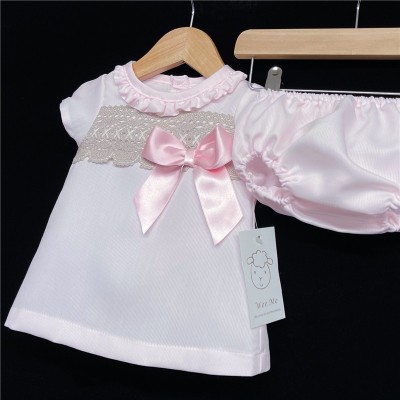 Baby Girl Pink A Line Dress with Pants Camel Lace "MYD600A"