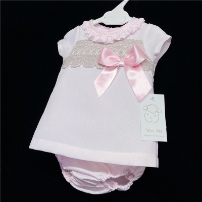 Baby Girl Pink A Line Dress with Pants Camel Lace "MYD600A"