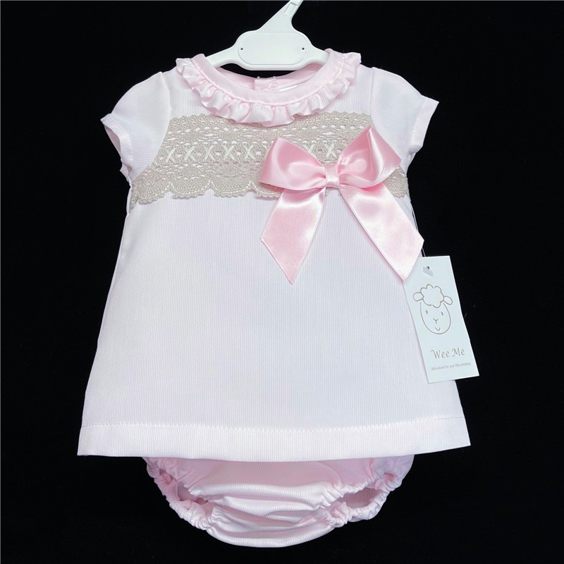 Baby Girl Pink A Line Dress with Pants Camel Lace "MYD600A"