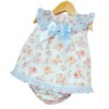Baby Girl Blue Floral Dress Smocked Collar with Pants "MYD2217 Blue"