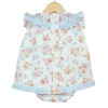 Baby Girl Blue Floral Dress Smocked Collar with Pants "MYD2217 Blue"
