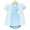Baby Girl Blue Waffle Dress with Pants Satin Bow "MYD2202 Blue"