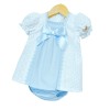 Baby Girl Blue Waffle Dress with Pants Satin Bow "MYD2202 Blue"