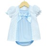 Baby Girl Blue Waffle Dress with Pants Satin Bow "MYD2202 Blue"