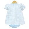 Baby Girl Blue Waffle Dress with Pants Satin Bow "MYD2202 Blue"