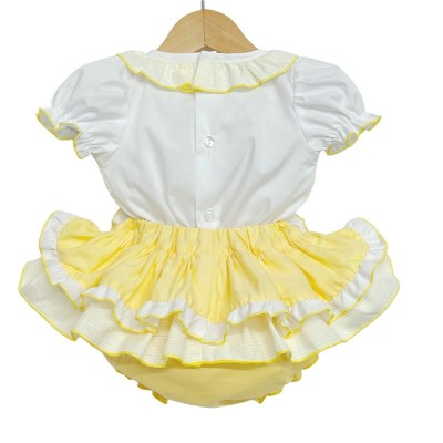 Baby Girl Yellow Frilly Skirt with Smocked Shirt "MYD2224"